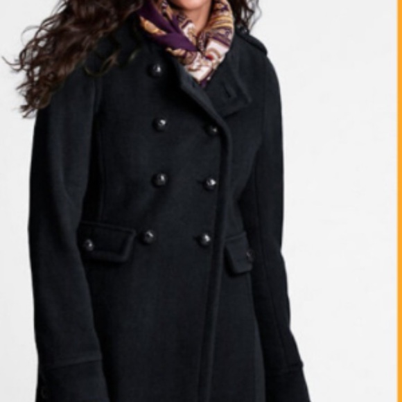 LANDS END WOMENS WOOL& CASHMERE BLACK PEA COAT  Size 6 NWT - Picture 2 of 14